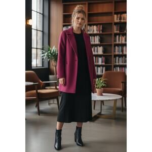 Talbots Burgundy Double Faced Wool Blend Blazer Jacket Women Size 16 NWT Soft